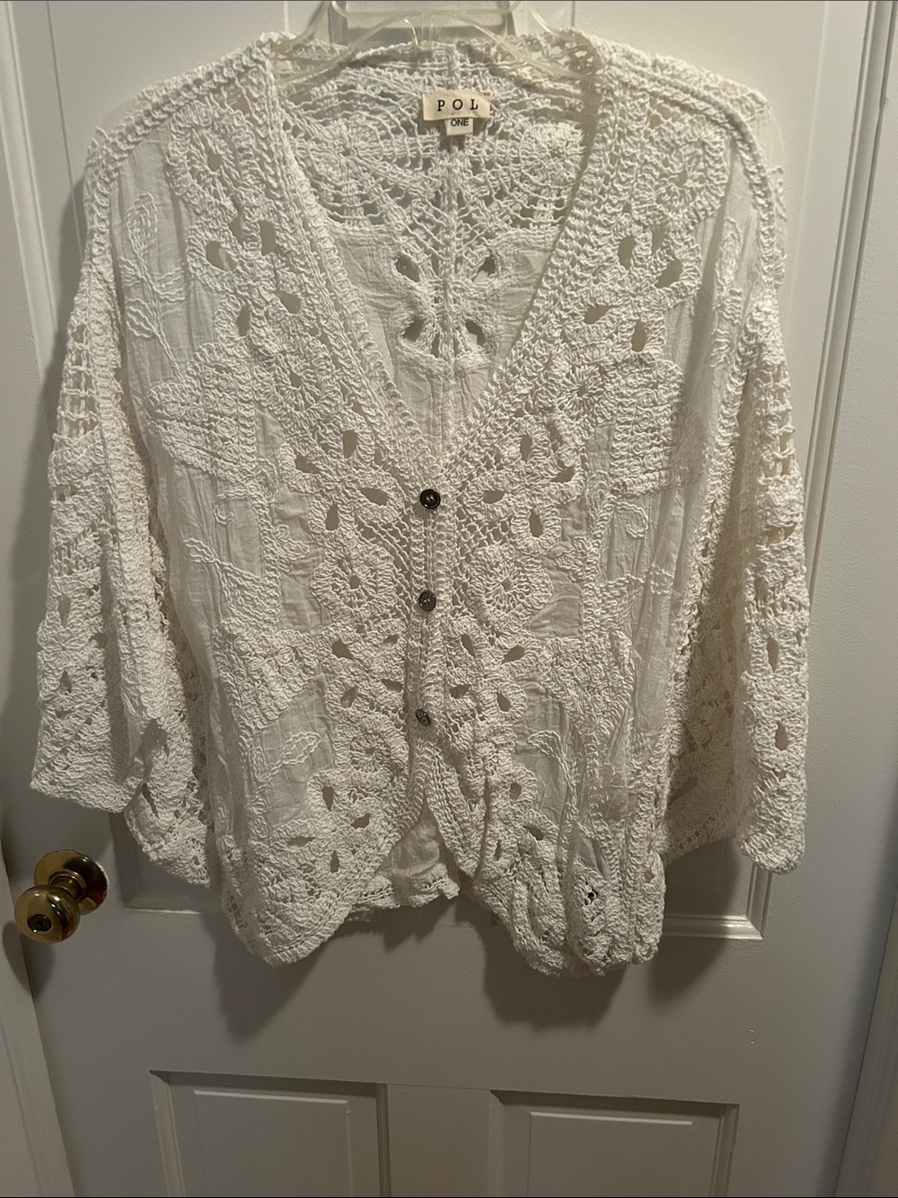 POL Cream Crochet Button Cardigan- NWOT- Size OS